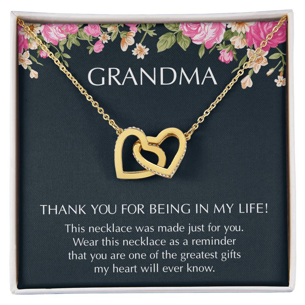 Grandma Interlocking Hearts Necklace Message Card