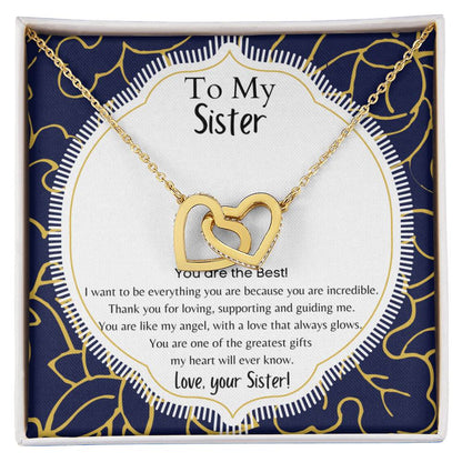 To My Sister Interlocking Hearts Necklace