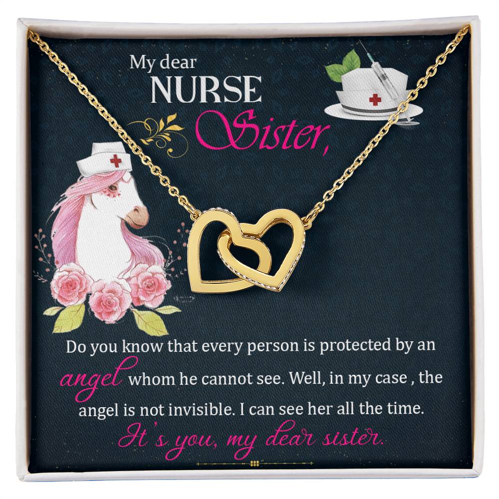 My Dear Nurse Sister - The Angel Is Not Invisible - Interlocking Heart Necklace Interlocking Hearts Necklace