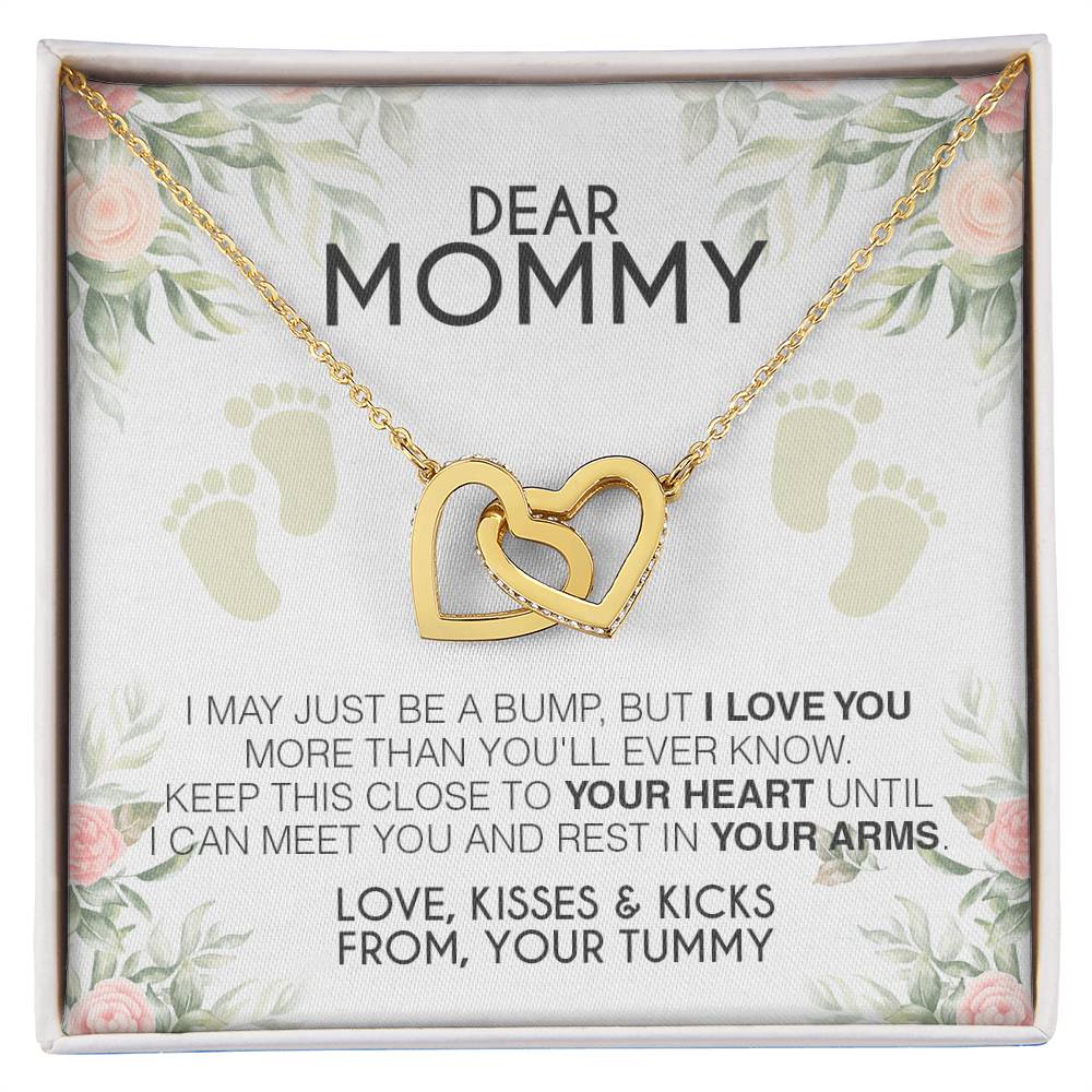 Dear Mommy - Love From Your Tummy- Necklace Interlocking Hearts Necklace
