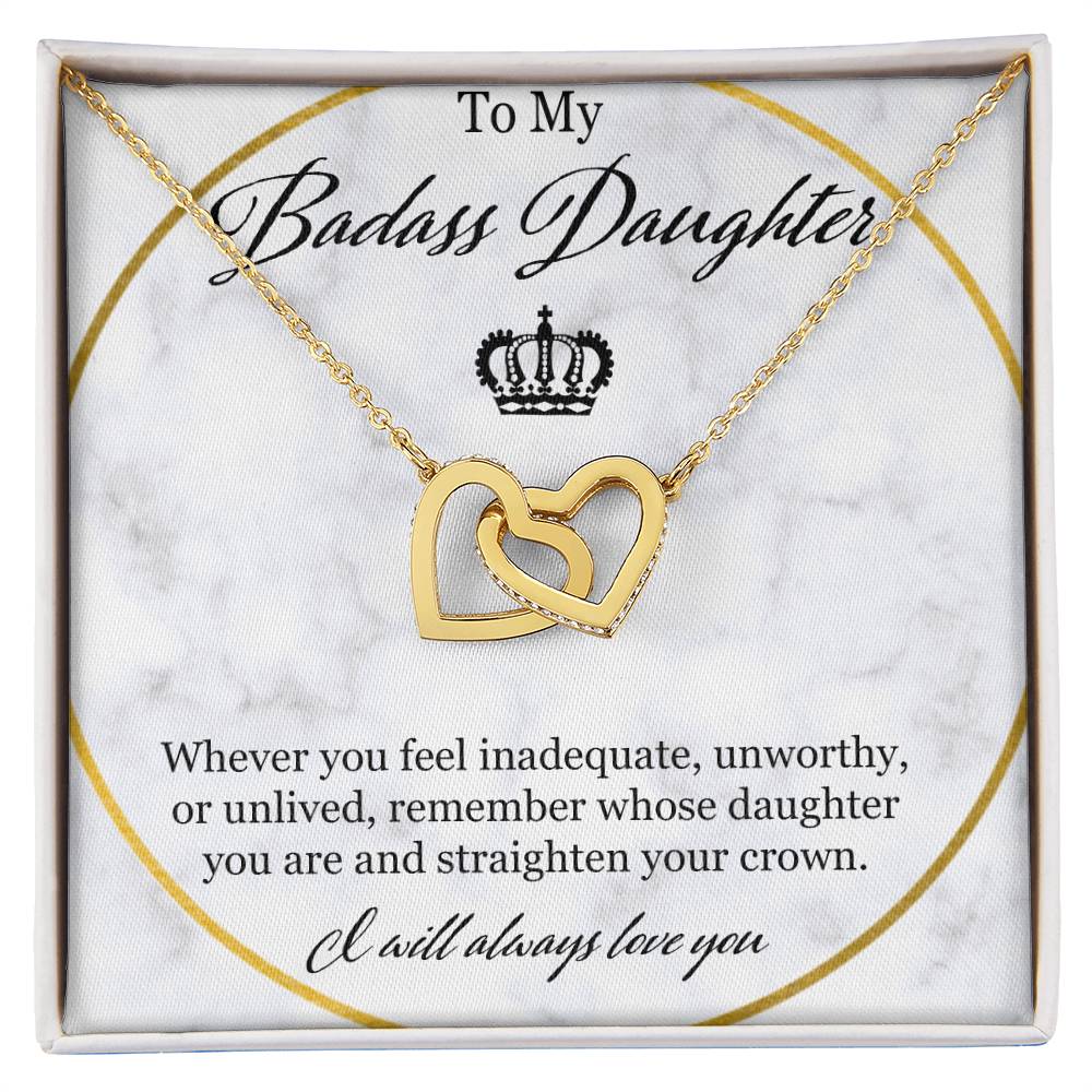 To My Badass Daughter Interlocking Hearts Necklace
