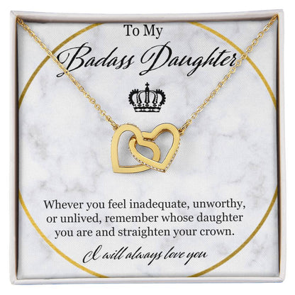 To My Badass Daughter Interlocking Hearts Necklace