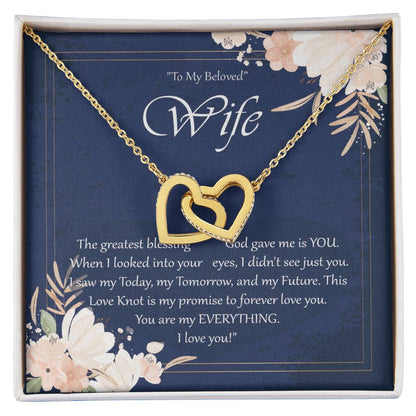 To My Beloved Wife Interlocking Hearts Necklace