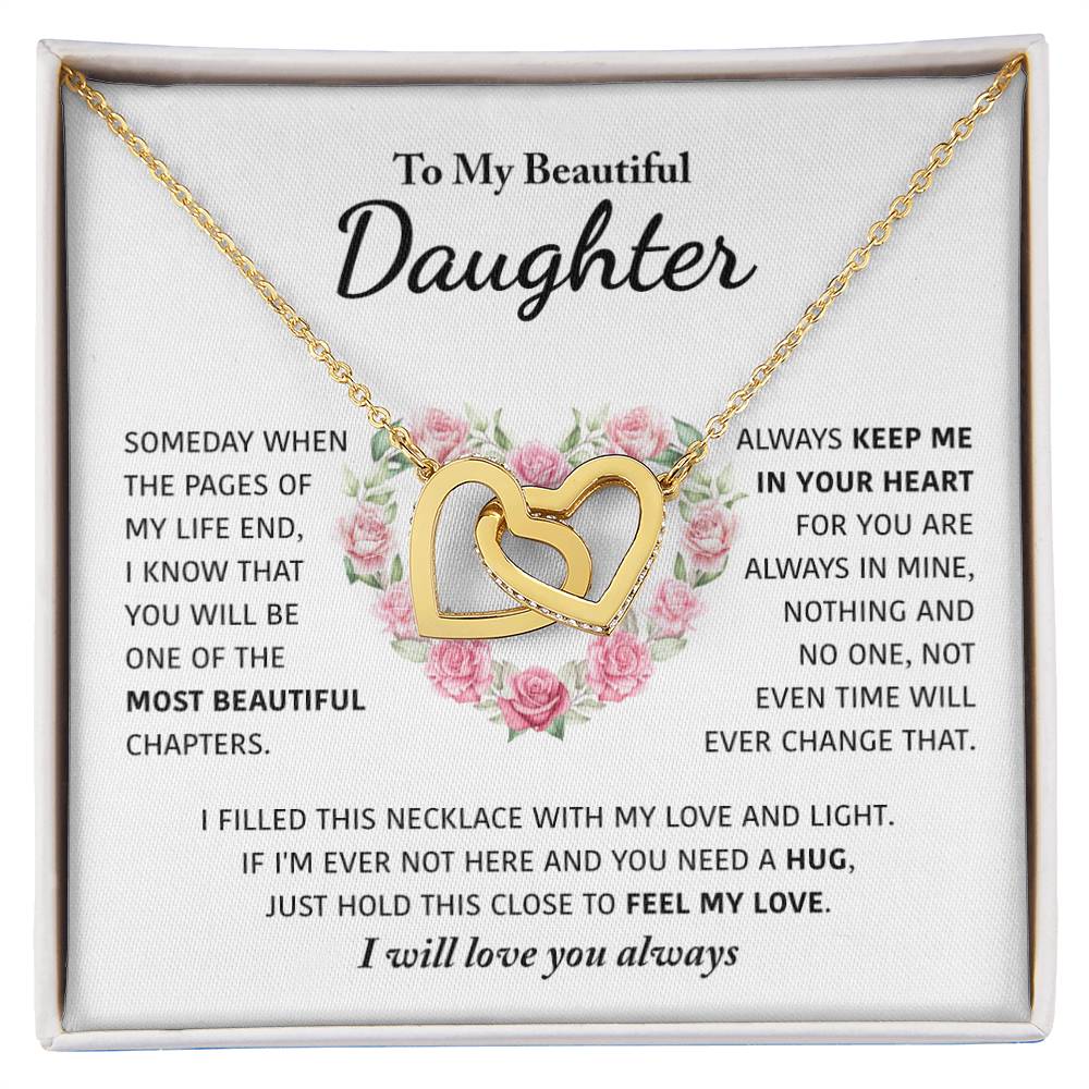 My Beautiful Daughter - Keep Me In Your Heart - Interlocking Hearts Necklace