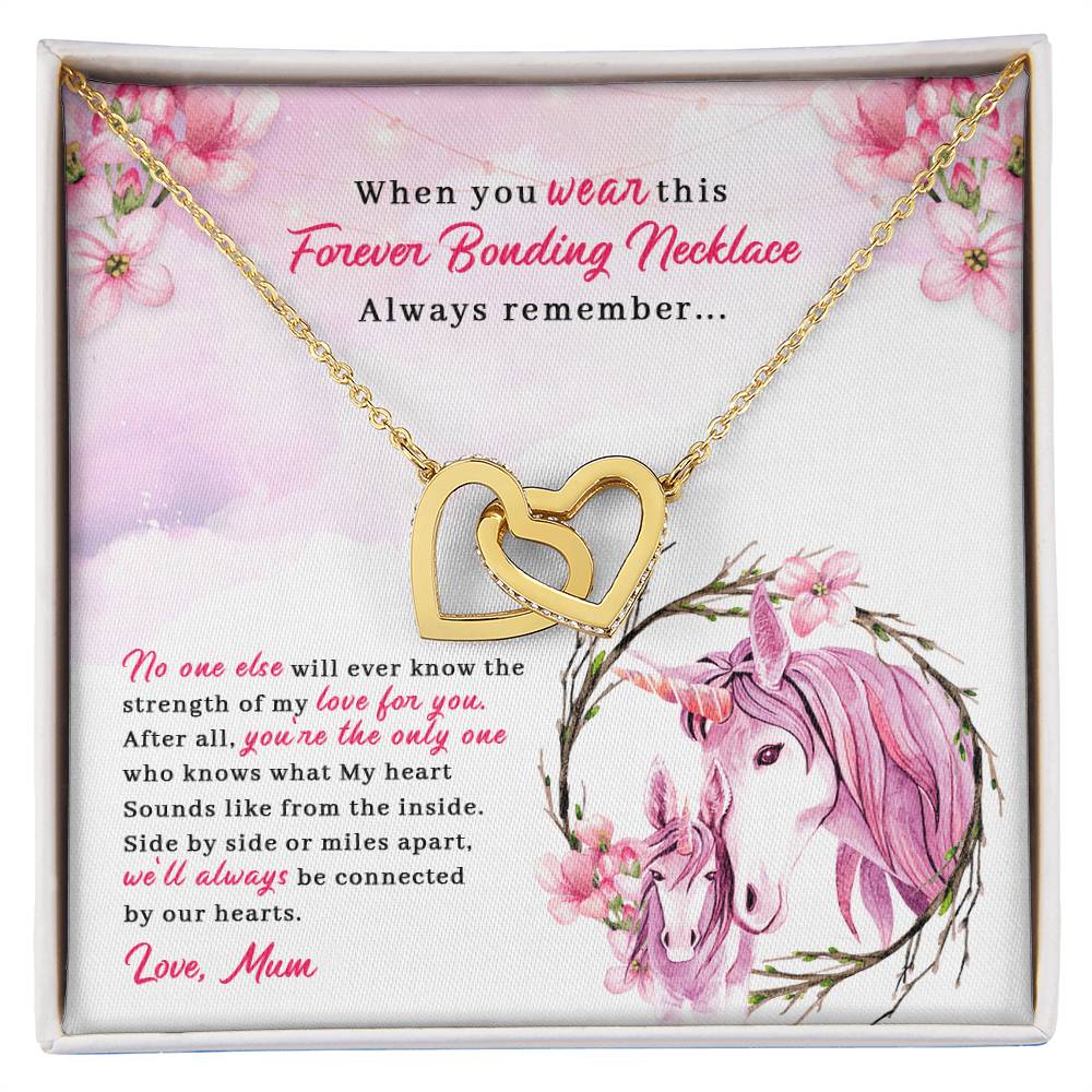 To My Daughter - Unique Heart Bonding Necklace Gift Set Interlocking Hearts Necklace