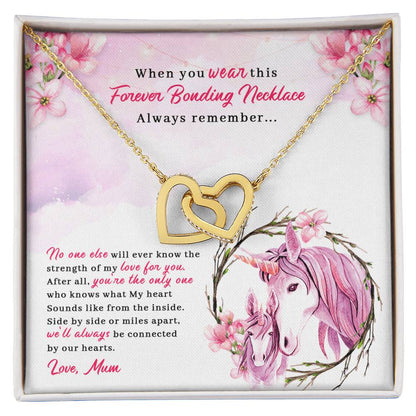 To My Daughter - Unique Heart Bonding Necklace Gift Set Interlocking Hearts Necklace