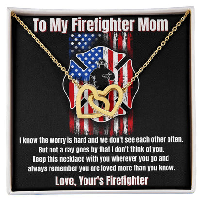 To My Firefighter Mom Necklace Interlocking Hearts Necklace