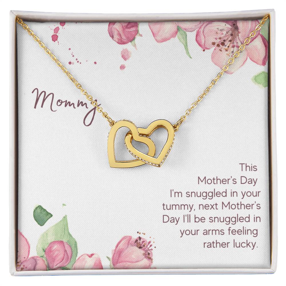 Mommy - This Mother'S Day I'M Snuggledin Your Tummy - Interlocking Heart Necklace Interlocking Hearts Necklace