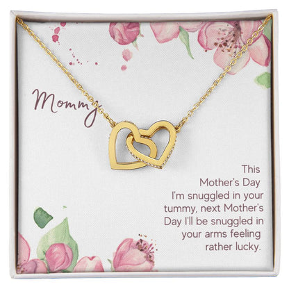 Mommy - This Mother'S Day I'M Snuggledin Your Tummy - Interlocking Heart Necklace Interlocking Hearts Necklace