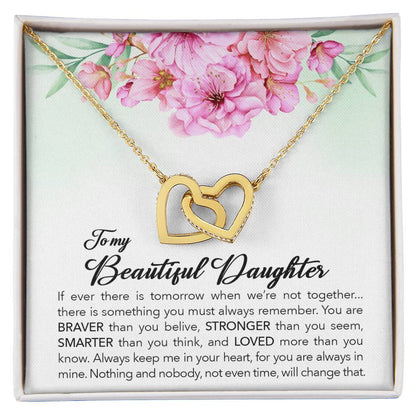 To My Granddaughter - Braver Stronger Smarter - Necklace Interlocking Hearts Necklace