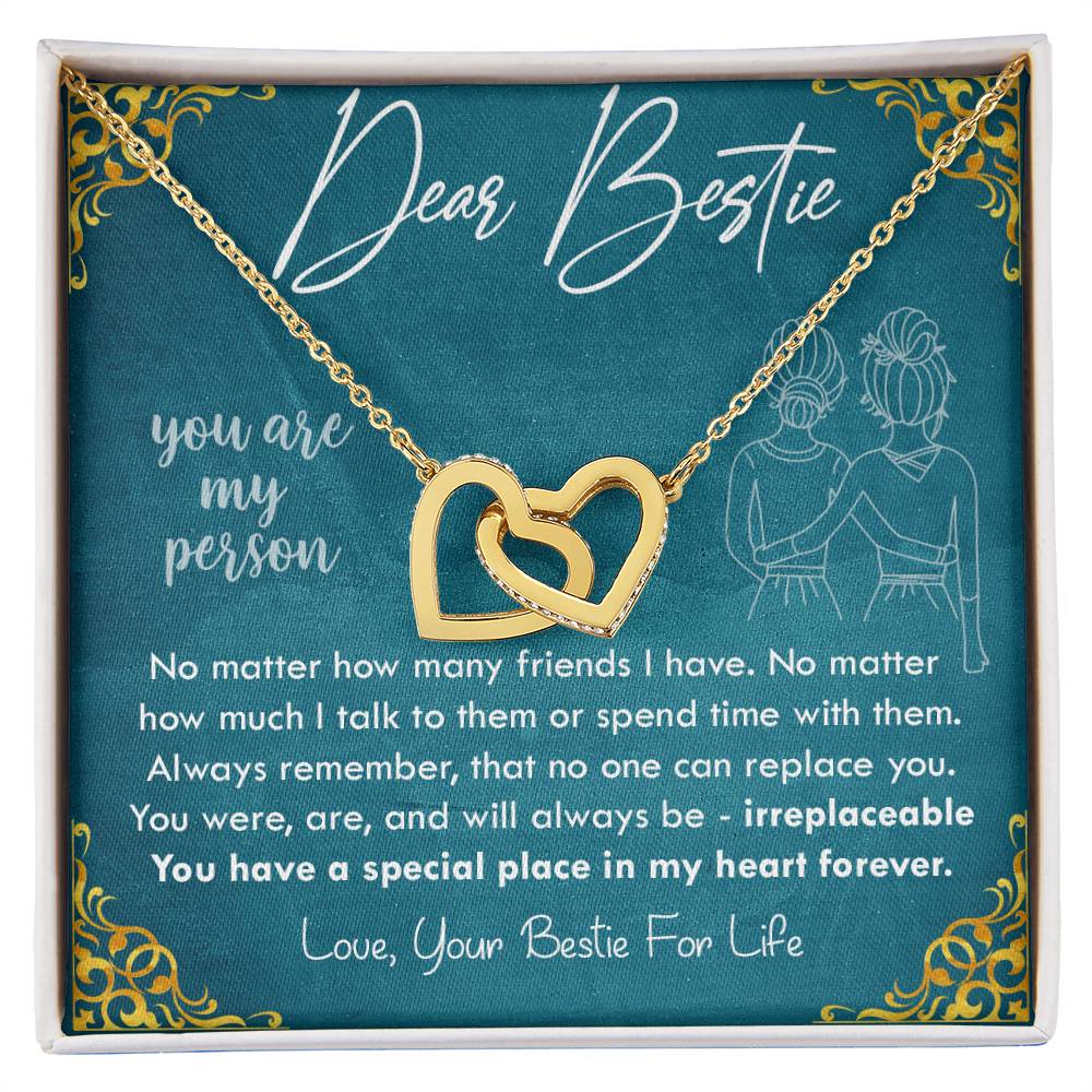 Dear Bestie - You Are My Person Interlocking Hearts Necklace