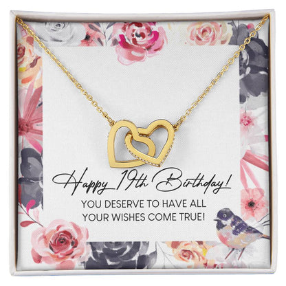 Happy 19Th Birthday Interlocking Hearts Necklace Message Card