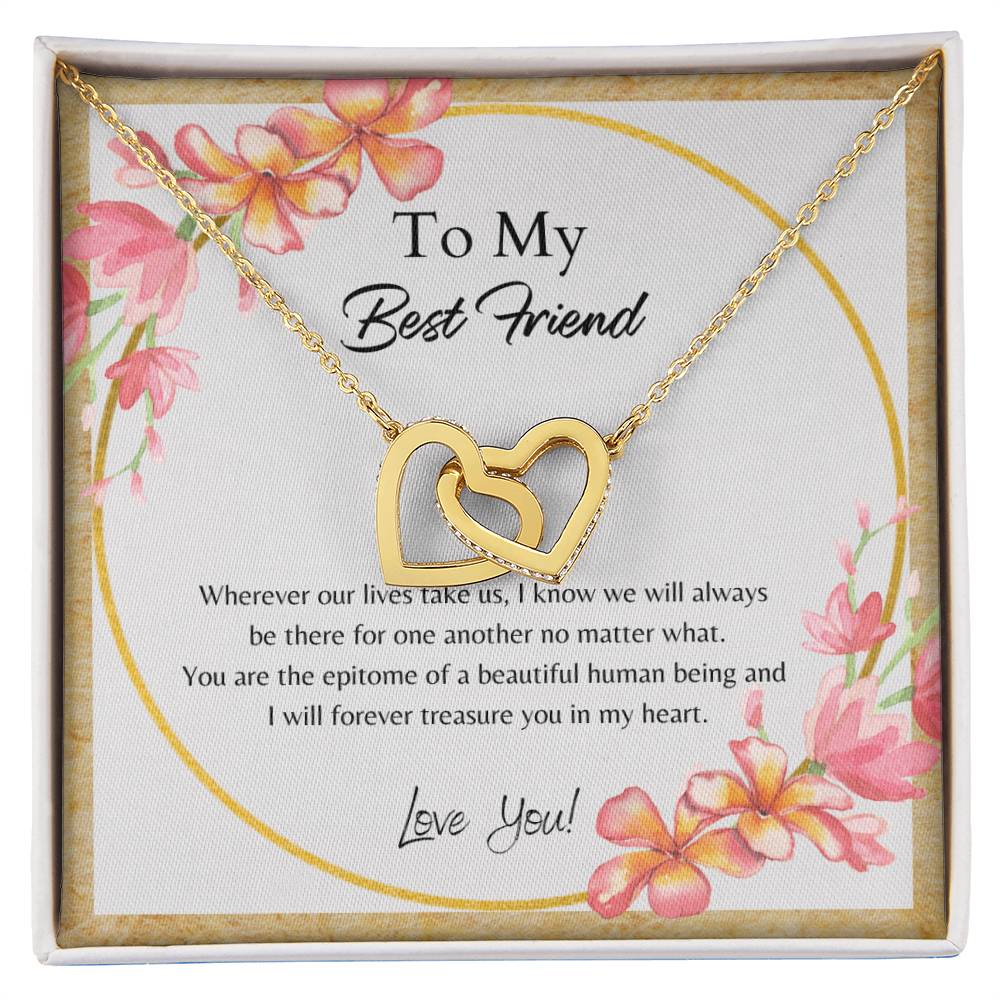 To My Best Friend Interlocking Hearts Necklace