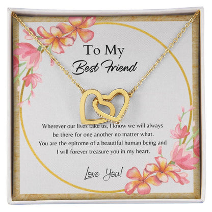 To My Best Friend Interlocking Hearts Necklace