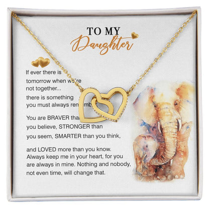 To My Daughter Necklace From Elephant Mom Interlocking Hearts Necklace