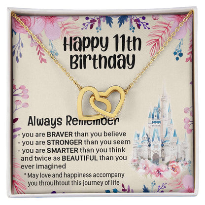 Happy 11Th Birthday Gift For Daughter Gift For 11 Years Old Birthday Teen Girl Daughter Necklace Gift Interlocking Hearts Necklace