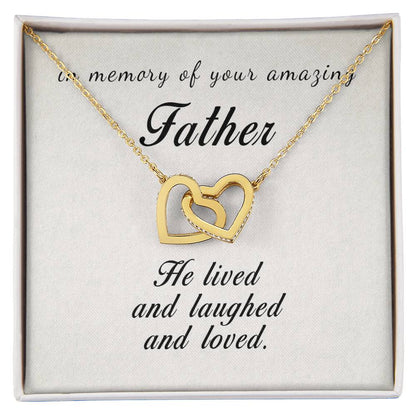 In Memory Of Your Amazing Father Interlocking Hearts Necklace