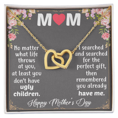 Happy Mother'S Day Mom Interlocking Hearts Necklace