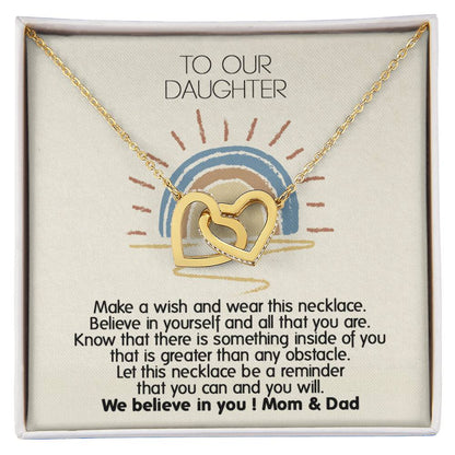 Perfect Daughter'S Appreciation Gift - Unique Necklace For Her Interlocking Hearts Necklace