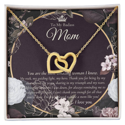 To My Badass Mom Necklace Badass Mom Gift Mother’S Day Gift Birthday Gift Gift From Daughter On Wedding Day Interlocking Hearts Necklace
