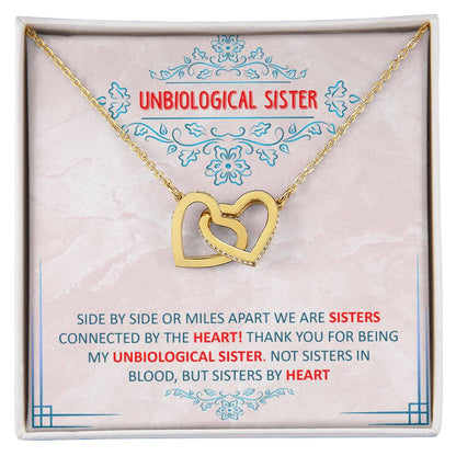 Unbiological Sister Necklace Gift Interlocking Hearts Necklace