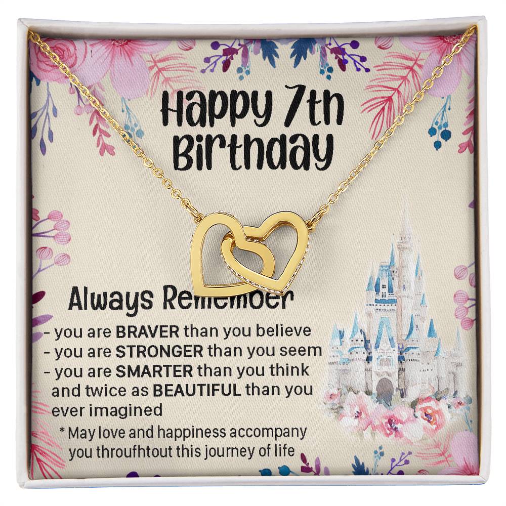 Happy 7Th Birthday Gift For Daughter Gift For 7 Years Old Birthday Teen Girl Daughter Necklace Gift Interlocking Hearts Necklace