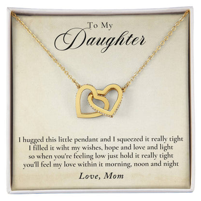 To My Daughter - Love Mom Interlocking Hearts Necklace