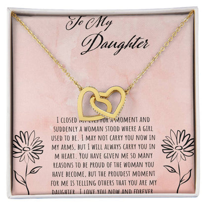 To My Daughter I Close My Eyes For A Moment Interlocking Hearts Necklace