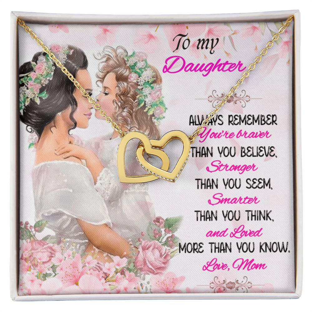 Mother Daughter Necklace Interlocking Hearts Necklace For Daughter To My Daughter Message Card Necklace