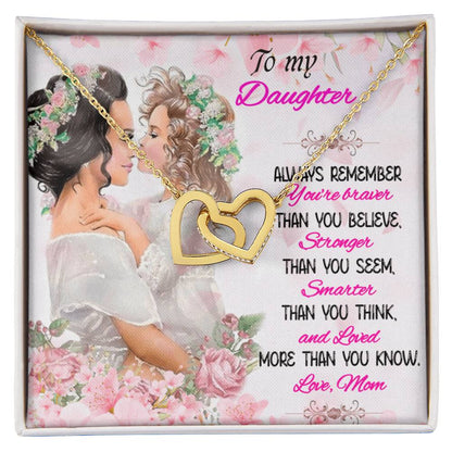 Mother Daughter Necklace Interlocking Hearts Necklace For Daughter To My Daughter Message Card Necklace