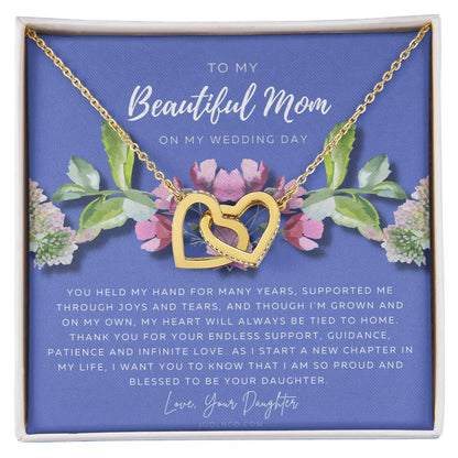 Mother Of The Bride Necklace Jewelry Gift From Bride To Mom Gift From Daughter On Wedding Day Gift For Mother On Wedding Day Interlocking Hearts Necklace