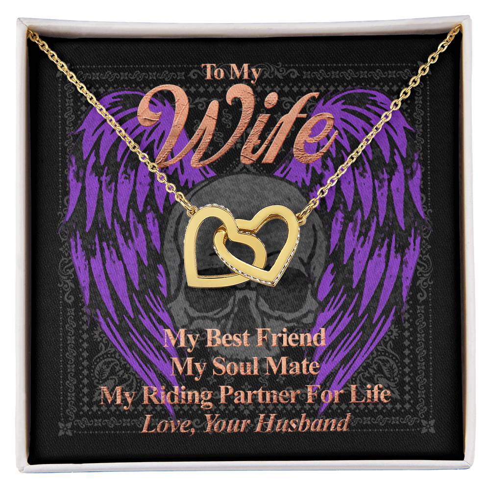 To My Wife My Best Friend My Riding Partner For Life. Gift For A Wife Who Rides Interlocking Hearts Necklace