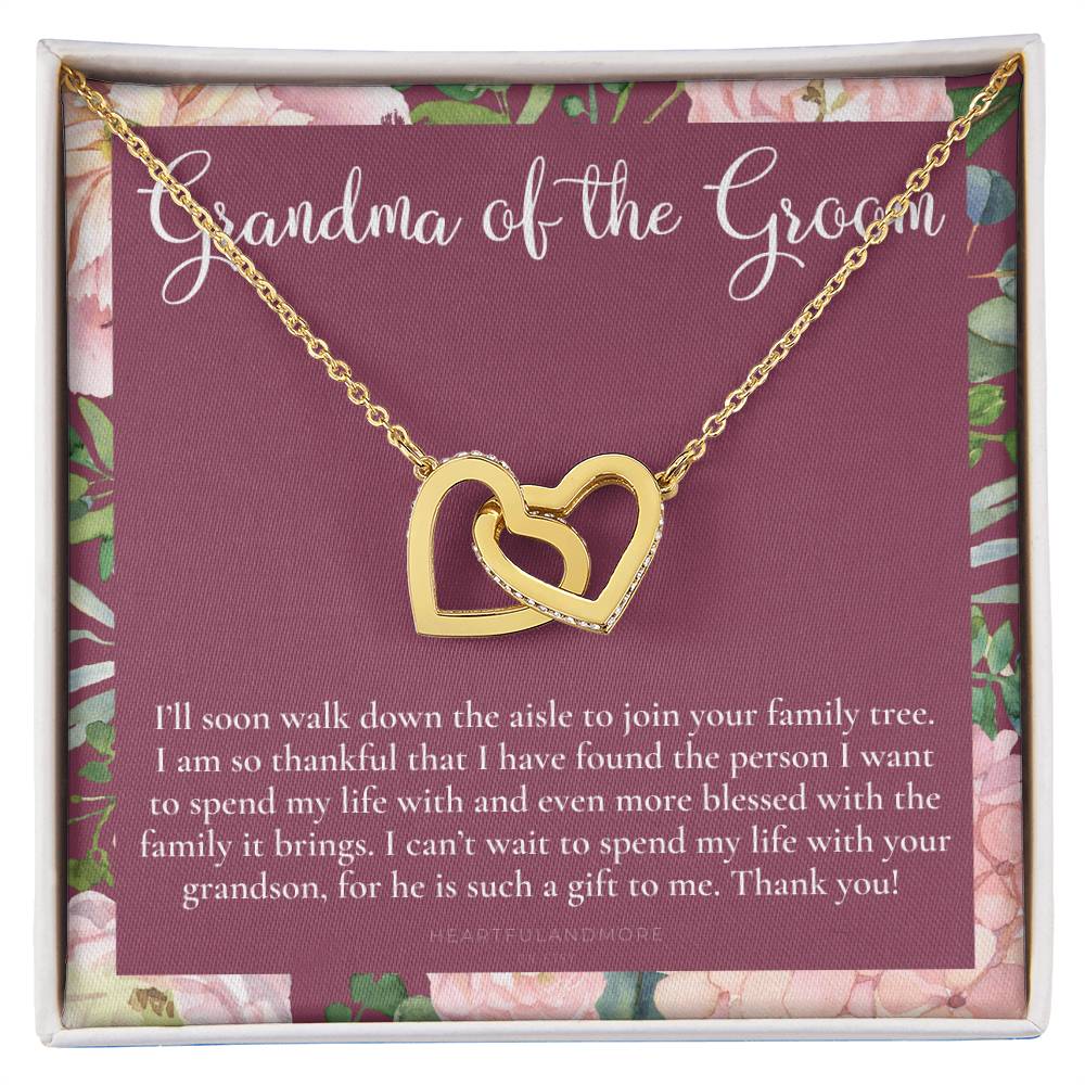 Grandmother Of The Groom Gift Necklace Grandma Wedding Gift Nana Bridal Shower Rehearsal Dinner Thank You Gift Interlocking Hearts Necklace