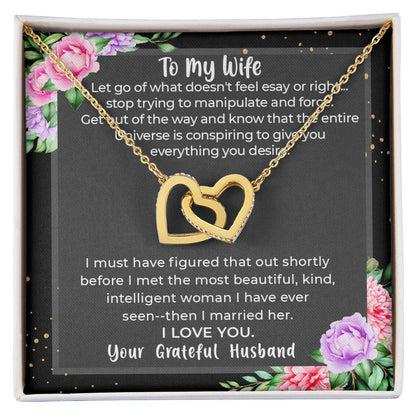 Gift For Wife- Anniversary Gift For Wife Birthday Gift For My Wife Candle Night Dinner Present To My Wife Christmas Gift To My Wife Wife. Interlocking Hearts Necklace