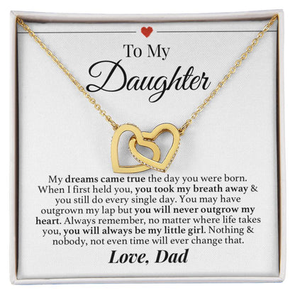 My Little Girl Dad Daughter Necklace Interlocking Hearts Necklace