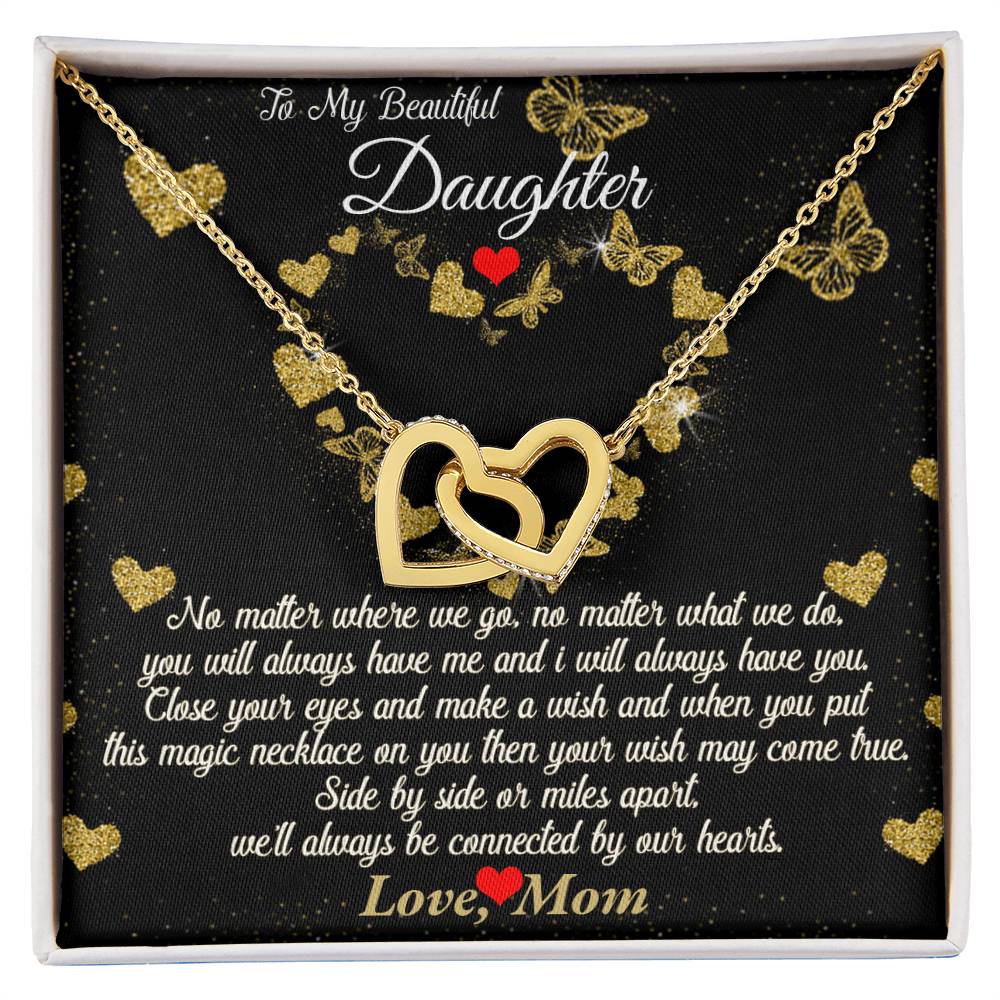 Connected By Our Hearts - To My Daughter Joined Hearts Necklace Interlocking Hearts Necklace