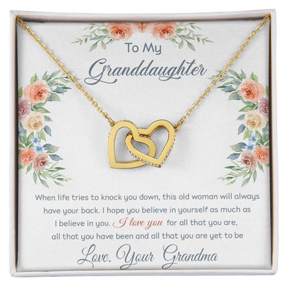 I Love You - Best Gift For Granddaughter Interlocking Hearts Necklace