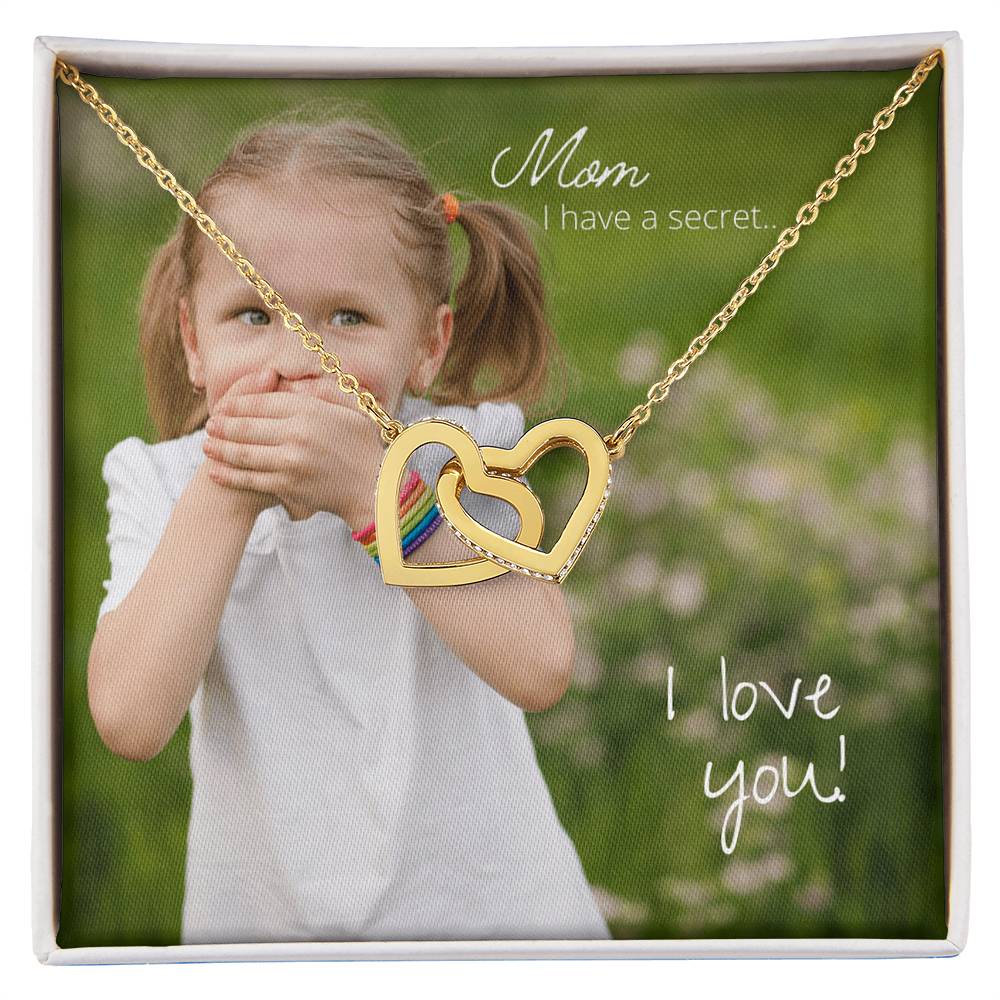 Mom I Have A Secret. I Love You Interlocking Hearts Necklace