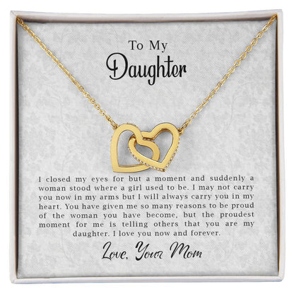 To My Daughter - Now & Forever - Necklace Interlocking Hearts Necklace