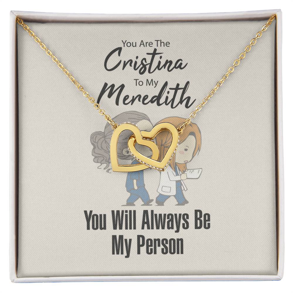 You Are The Cristina To My Meredith Necklace Interlocking Hearts Necklace