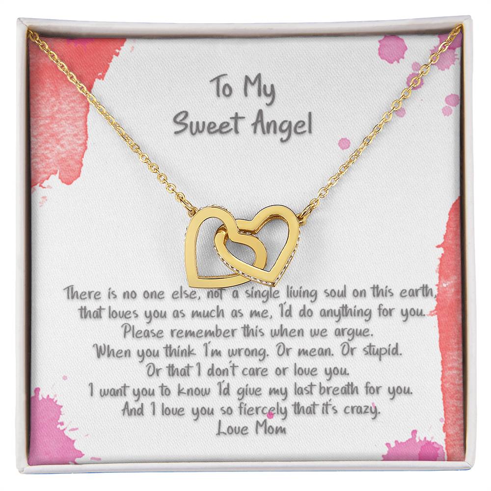 Teen Daughter My Sweet Angel There'S No One Else Hearts Necklace Interlocking Hearts Necklace