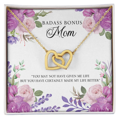 Badass Bonus Mom Interlocking Hearts Necklace