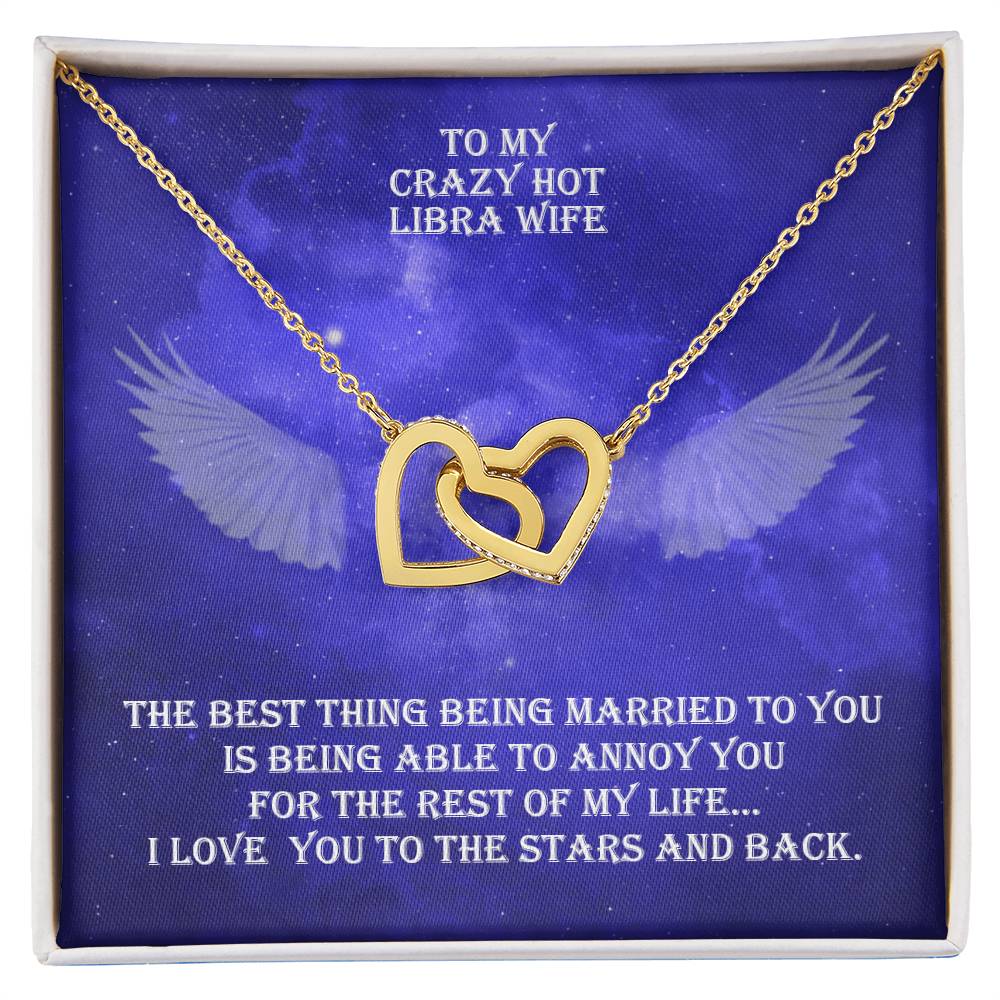 Hot Libra Wife Interlocked Hearts Necklace With Personal Message Card And Jewelry Box. Interlocking Hearts Necklace