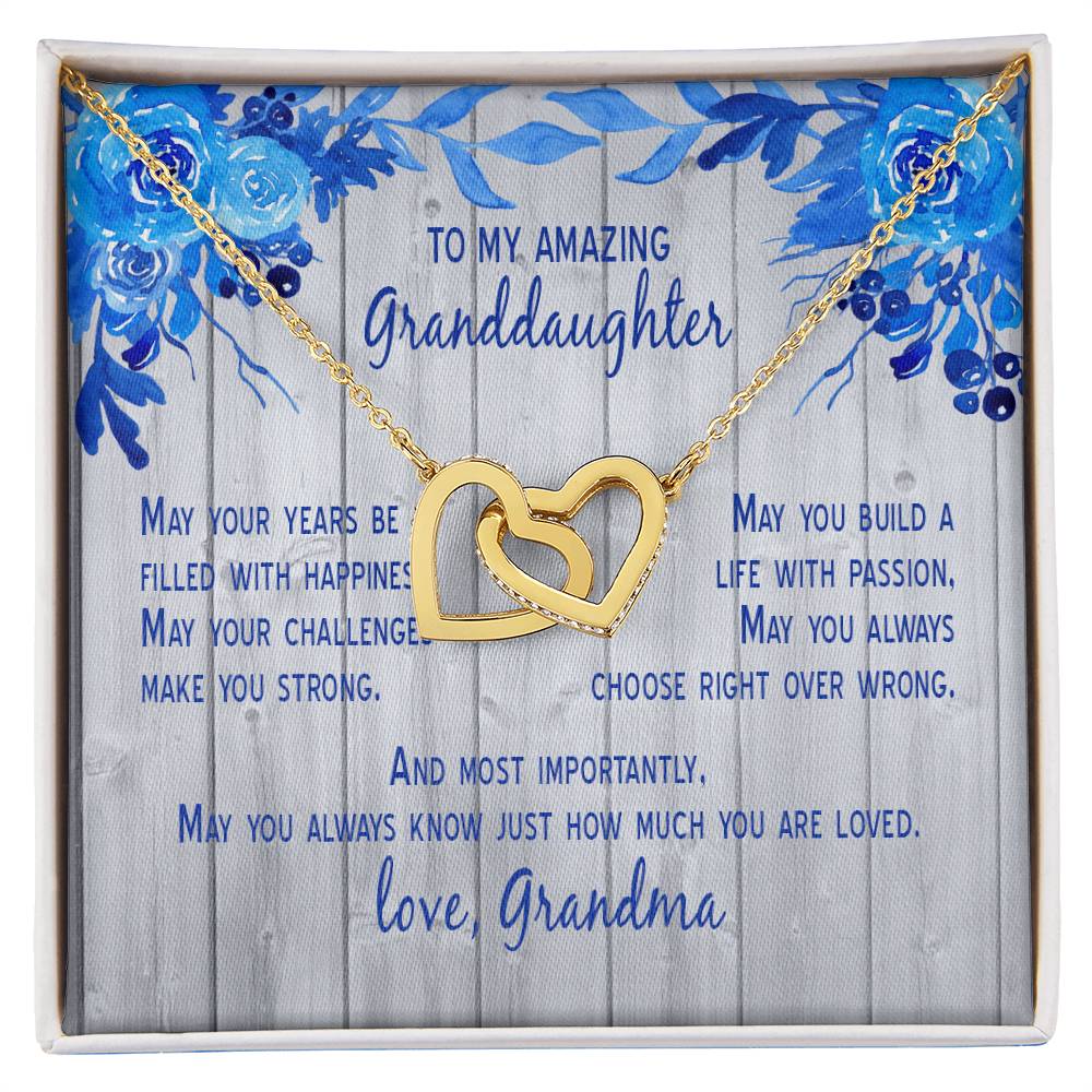 Granddaughter - May Your Years Be Filled With Happiness - Grandma Interlocking Heart Necklace Gift From Grandmother Granddaughter Birthday Gift For Granddaughter Interlocking Hearts Necklace