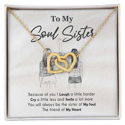 To My Soul Sister Interlocking Hearts Necklace