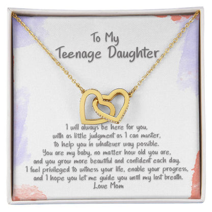Teenage Daughter Let Me Guide You Hearts Locked Necklace Interlocking Hearts Necklace