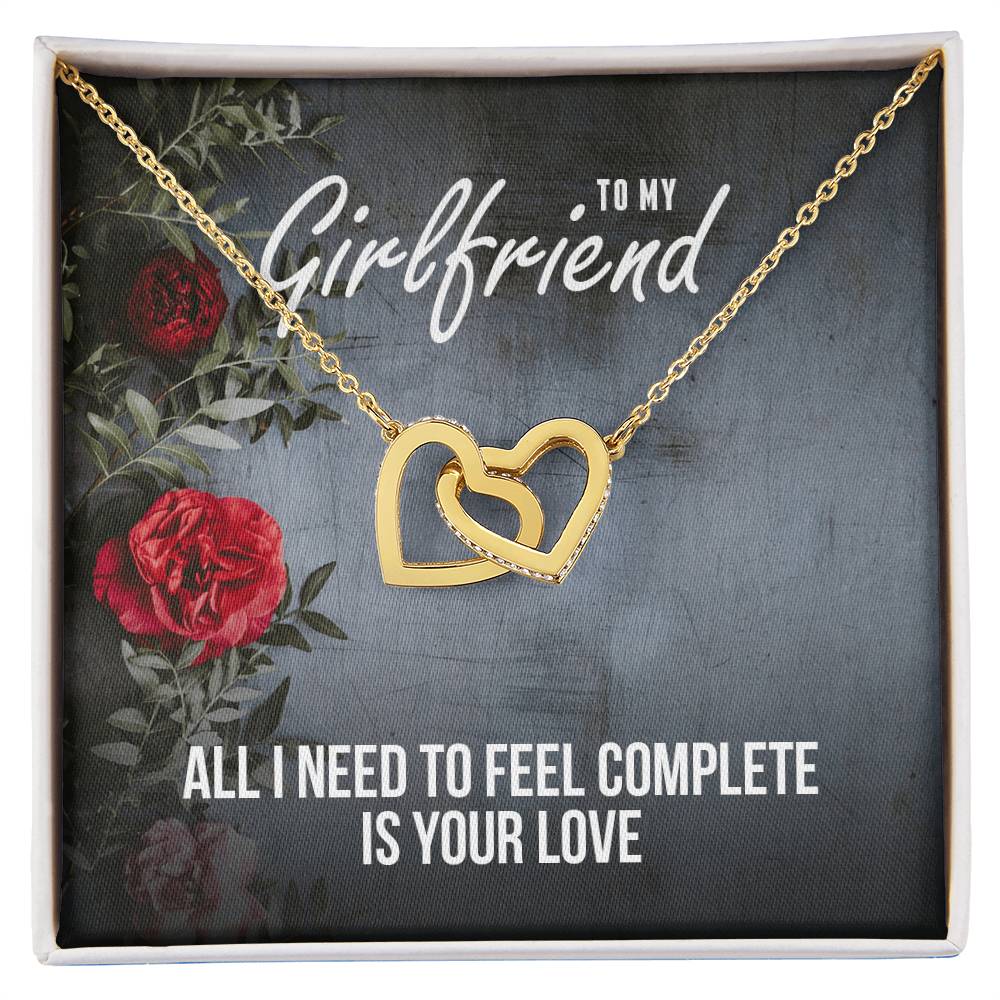 Interlocking Hearts - Romantic Necklace - Roses Gift Card Interlocking Hearts Necklace