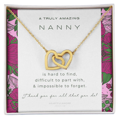 Nanny Appreciation Necklace Gift Nanny Thank You Gift Thank You Nanny Gift For Nanny Leaving A Truly Amazing Babysitter Gift Best Nanny Interlocking Hearts Necklace