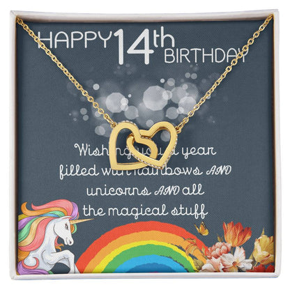 14Th Birthday Necklace Gifts For Girls Cute Unicorn 14 Years Old Girl Jewelry Gift For Daughter Niece Interlocking Necklace Xu246Il07 Interlocking Hearts Necklace