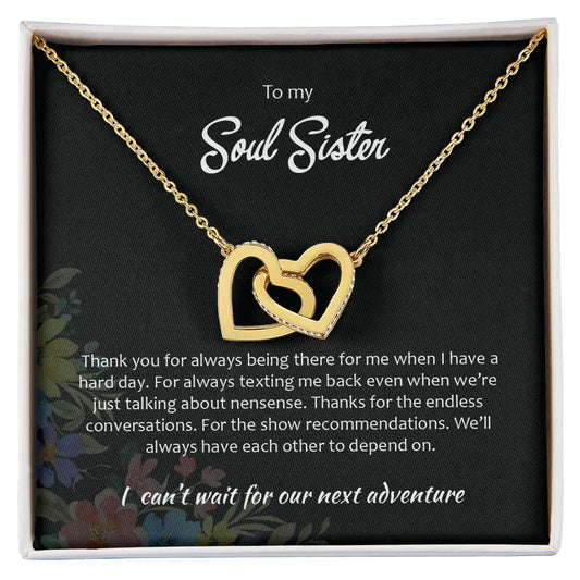 Soul Sister - Double Hearts Necklace Interlocking Hearts Necklace